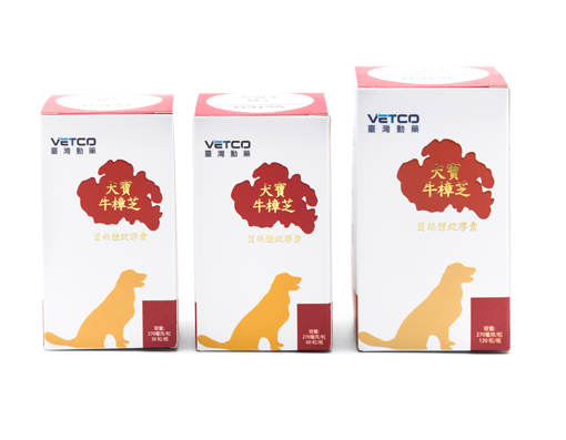 寵物保健食品購物網VetcoShop-寵物營養食品-犬寶牛樟芝菌絲體錠膠囊產品照片